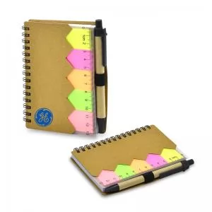 Bloco de Anotações com Autocolantes e Caneta Personalizados | Dimensões (L x A x P): 10.6 x 13.8 x 9.7 | Peso = 87 g