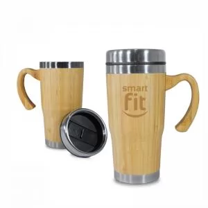 Caneca Revestida em Bambu Personalizada | Dimensões (L x A x P): 12.2 x 18.1 x 8.0 | Peso = 242 g