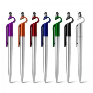 Caneta com  Ponteira Touch e Porta Smartphone Personalizado | Dimensões (L x A x P): 2.0 x 15.8 x 1.1 | Peso = 11 g