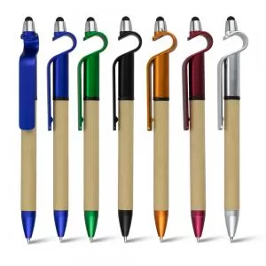 Caneta com Touch e Suporte para Celular Personalizada | Dimensões (L x A x P): 1.5 x 15.3 x 1.1 | Peso = 10 g