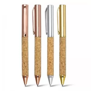 Caneta de Cortiça com Acabamento de Metal Personalizada | Dimensões (L x A x P): 1.5 x 13.8 x 1.1 | Peso = 22 g