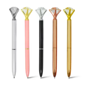 Caneta de Metal Com Detalhe em Diamante Personalizada | Dimensões (L x A x P): 1.9 x 14.0 x 0.8 | Peso = 21 g