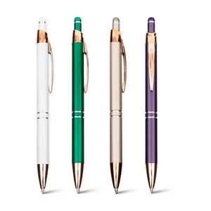 Caneta de Metal com Ponteira Touch Personalizada | Dimensões (L x A x P): 1.4 x 14.3 x 1.2 | Peso = 17 g