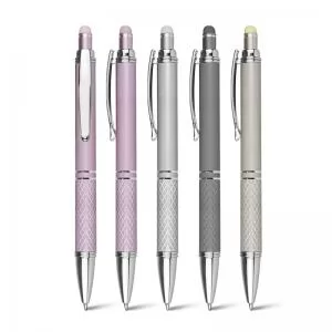 Caneta de Metal com Ponteira Touch Personalizada | Dimensões (L x A x P): 1.6 x 14.0 x 1.0 | Peso = 21 g