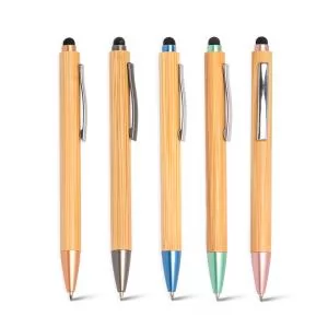 Caneta ecológica de Bambu com ponteira Touch Personalizada | Dimensões (L x A x P): 1.5 x 14.0 x 1.1 | Peso = 12 g