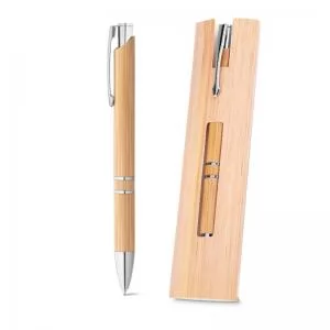 Caneta Ecológica de Bambu Personalizada | Dimensões (L x A x P): 1.4 x 13.7 x 1.0 | Peso = 14 g
