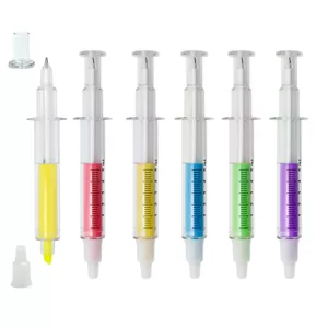Caneta Marca Texto Seringa Personalizada | Dimensões (L x A x P): 2.5 x 14.2 x 1.7 | Peso = 15 g