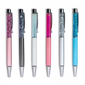 Caneta Plástica  Personalizada Com Detalhe Brilhante | Dimensões (L x A x P): 14.2 x 1.3 x 9.0 | Peso = 10 g