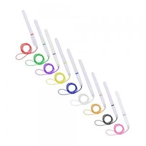 Caneta Plástica com Cordão Personalizada | Dimensões (L x A x P): 1.0 x 14.0 x 1.0 | Peso = 8 g