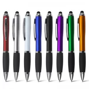 Caneta Plástica com Ponteira Touch Personalizada | Dimensões (L x A x P): 1.6 x 13.7 x 1.3 | Peso = 11 g