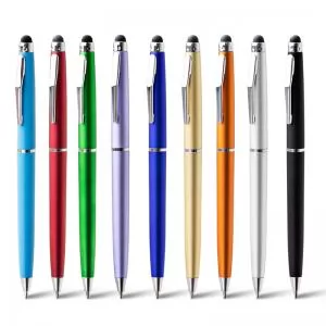Caneta Plástica com Ponteira Touch Personalizada | Dimensões (L x A x P): 14.1 x 1.1 x 0.9 | Peso = 8 g
