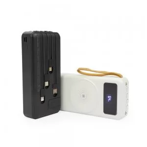 Carregador por indução Wireless Power Bank 20000mAh Personalizado | Dimensões (L x A x P): 14.5 x 3.5 x 7.0 | Peso = 425 g