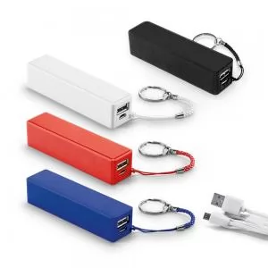 Carregador Portátil Power Bank 1600mAh Personalizado | Dimensões (L x A x P): 2.2 x 9.6 x 2.4 | Peso = 73 g