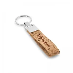 Chaveiro de Metal com Detalhe em Cortiça Personalizado | Dimensões (L x A x P): 2.0 x 10.0 x 0.7 | Peso = 30 g
