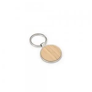Chaveiro de Metal e Bambu Personalizado | Dimensões (L x A x P): 4.0 x 7.4 x 0.5 | Peso = 22 g