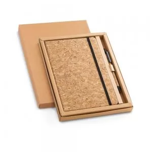 Conjunto com Bloco de Anotações e Caneta Personalizada | Dimensões (L x A x P): 14.0 x 21.0 x 1.1 | Peso = 370 g