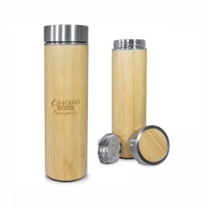Garrafa Térmica Revestida em Bambu Personalizada