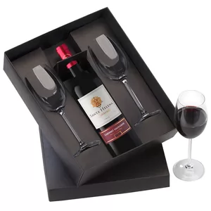Kit Bebida com Vinho em Embalagem Personalizada | Dimensões (L x A x P): 28.0 x 34.0 x 9.0 | Peso = 2070 g