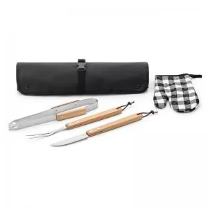 Kit Churrasco Avental 4 Peças Personalizado | Dimensões (L x A x P): 13.0 x 48.0 x 13.0 | Peso = 288 g
