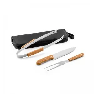 Kit Churrasco com 3 peças Personalizado | Dimensões (L x A x P): 37.5 x 11.0 x 5.0 | Peso = 554 g