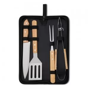 Kit Churrasco com 4 Peças Personalizado | Dimensões (L x A x P): 38.4 x 12.0 x 0.0 | Peso = 590 g