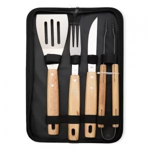 Kit Churrasco com 4 Peças Personalizado | Dimensões (L x A x P): 40.0 x 4.9 x 12.5 | Peso = 775 g
