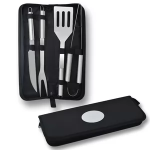Kit Churrasco com 4 Peças Personalizado | Dimensões (L x A x P): 11.2 x 37.5 x 4.1 | Peso = 585 g