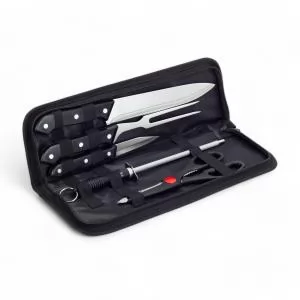 Kit Churrasco com 5 peças Personalizado | Dimensões (L x A x P): 35.5 x 4.0 x 11.4 | Peso = 425 g