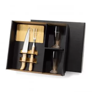Kit Churrasco com 5 Peças Personalizado | Dimensões (L x A x P): 39.0 x 11.0 x 34.2 | Peso = 1450 g