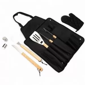 Kit Churrasco com 8 Peças Personalizado | Dimensões (L x A x P): 9.0 x 47.0 x 9.0 | Peso = 1005 g