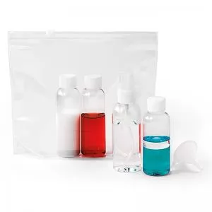 Kit Viagem 5 peças Personalizado | Dimensões (L x A x P): 19.0 x 15.5 x 4.0 | Peso = 75 g