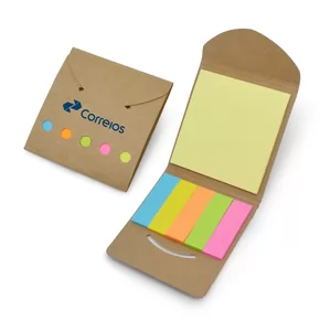 Mini Bloco de Anotações Ecológico com Autocolantes Personalizado | Dimensões (L x A x P): 8.6 x 8.1 x 0.6 | Peso = 23 g