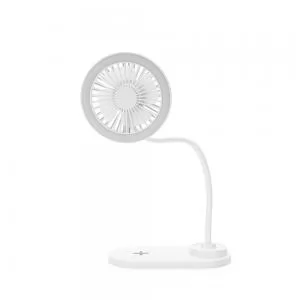 Mini Ventilador Luminária LED com Carregador por Indução Wireless Personalizado | Dimensões (L x A x P): 8.5 x 34.0 x 16.0 | Peso = 215 g