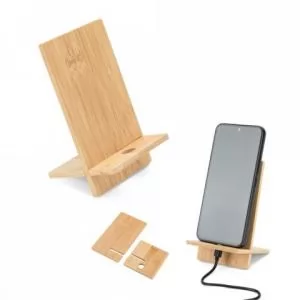 Suporte para Celular em Bambu Personalizado | Dimensões (L x A x P): 8.0 x 13.0 x 8.0 | Peso = 60 g