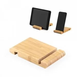 Suporte para Celular em Bambu Personalizado | Dimensões (L x A x P): 8.0 x 1.5 x 13.0 | Peso = 100 g